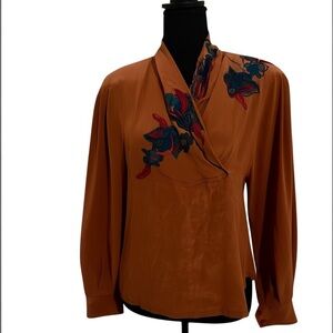 Elegant Rust Floral Women's Top